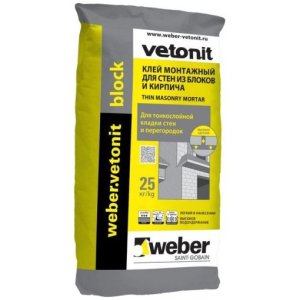 Клей для кирпичей и блоков Weber-Vetonit Block 25кг